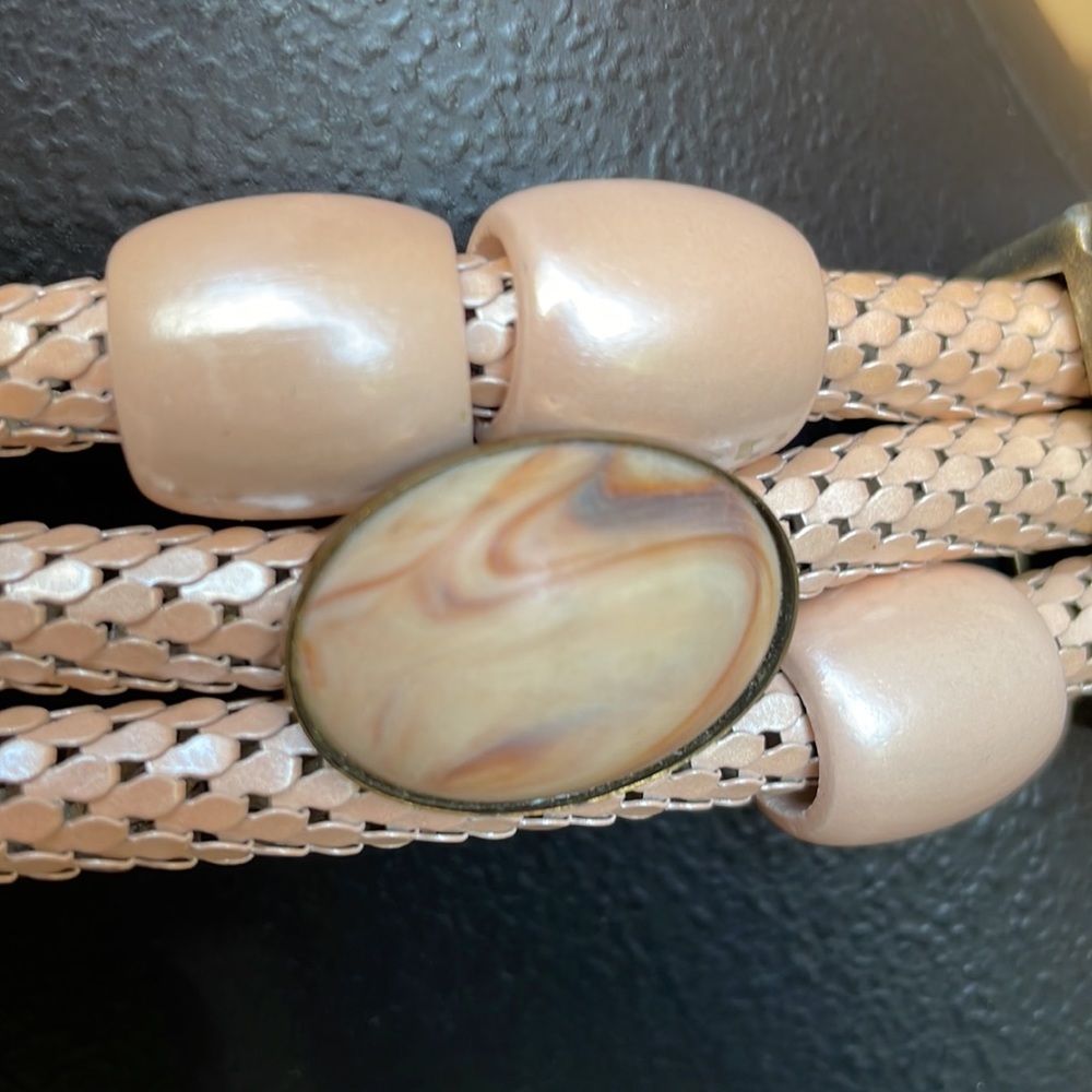 Vintage Pink Beaded Boho Western Cowgirl Chain Belt - Picture 9 of 9